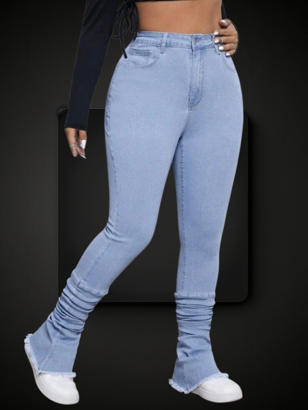 Curvy ▪︎ High-Rise Pleated Pocket Flare Jeans ▪︎ Light Wash ▪︎ Sz 14/1XL